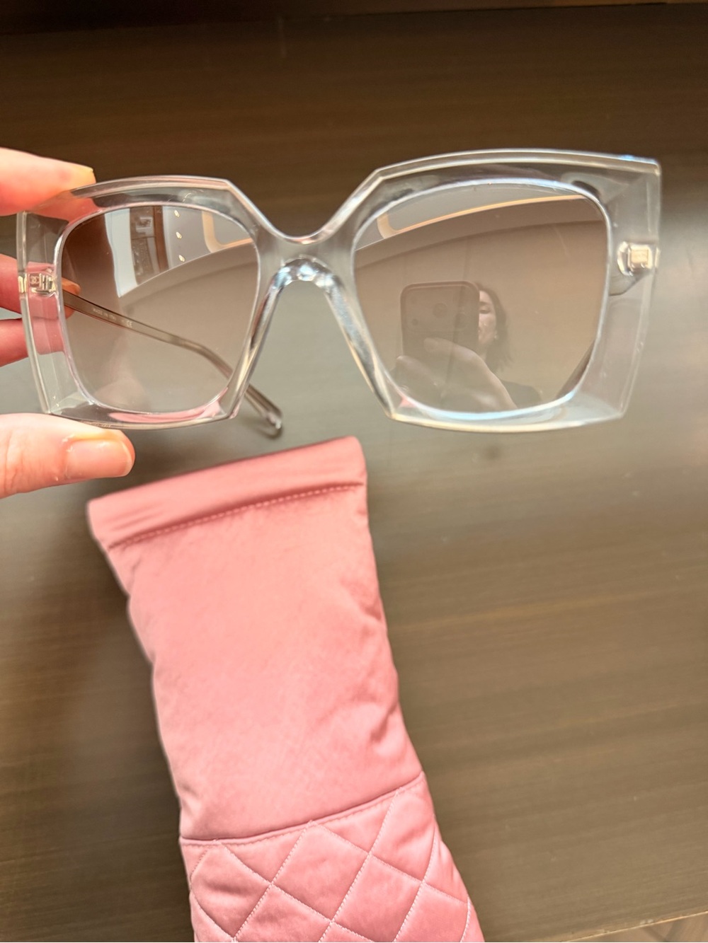 Chanel Clear Square Oversized Sunglasses